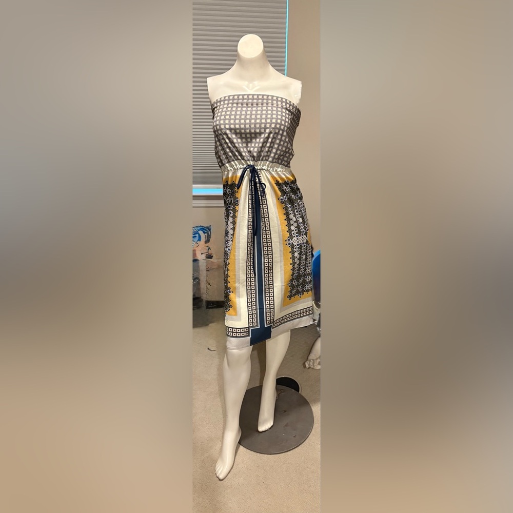 Clover Canyon strapless Colorful Geometric Dress size 2with Drawstring at waist